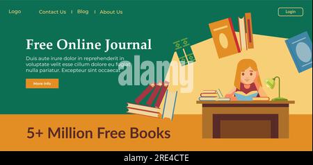 Digitales Notizbuch online und kostenlos, Zeitschrift zum Schreiben und Studieren. Bloggen und entwickeln von Wissen, Bildung und Freizeit. Website oder Webseite t Stock Vektor