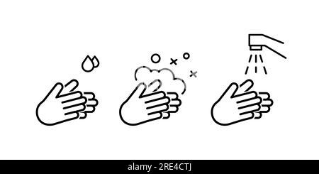 Hände waschen mit Seife Symbol Vektor. Gliederung die Hände mit Seife zu waschen. Isolierte Kontur Symbol Abbildung Stock Vektor