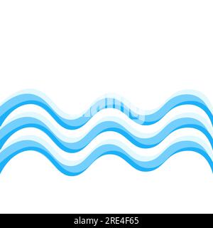 Blaue Wellen mit dekorativem Verlaufsrahmen, Vektordesign-Vorlage, abstrakte Wasserwellen Stock Vektor