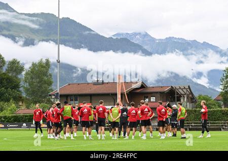 Bramberg Am Wildkogel, Österreich. 24. Juli 2023. Fußball: 1. Bundesliga, 1. FC Union Berlin, Trainingslager Bramberg am Wildkogel in der Smaragdarena Bramberg. Kredit: Matthias Koch/dpa/Alamy Live News Stockfoto