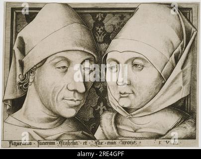 Selbstporträt des Künstlers mit seiner Frau Ida c. 1495-1500 Israhel van Meckenem (deutsch, 1440/45-1503) Gravur Stockfoto