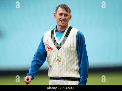 Australische Marnus Labuschagne während einer Nets-Sitzung vor dem fünften LV= Insurance Ashes Series-Testspiel im Kia Oval, London. Bilddatum: Dienstag, 25. Juli 2023. Stockfoto