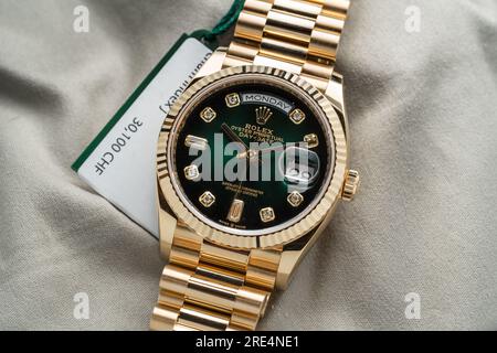 Rolex Tag-Datum aus der Baselworld-Präsentation Stockfoto