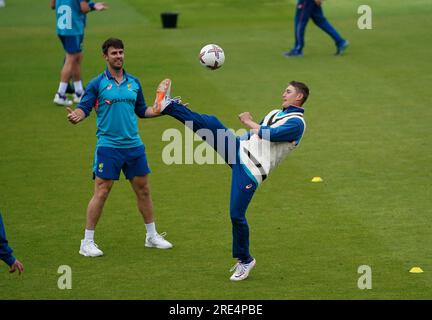 Australische Marnus Labuschagne während einer Nets-Sitzung vor dem fünften LV= Insurance Ashes Series-Testspiel im Kia Oval, London. Bilddatum: Dienstag, 25. Juli 2023. Stockfoto