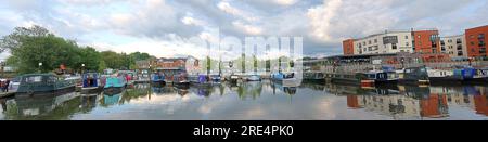 Panorama des Northwich Quay - Geomac Canal Boat Marina on the River Weaver Navigation, London Road, Northwich, Cheshire, Großbritannien, CW9 5HD Stockfoto