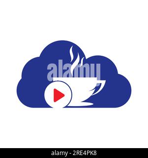 Coffee Play Logo-Design. Kaffee-Logo mit einem Vektor für die Musikwiedergabe. Stock Vektor