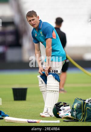 Australische Marnus Labuschagne während einer Nets-Sitzung vor dem fünften LV= Insurance Ashes Series-Testspiel im Kia Oval, London. Bilddatum: Dienstag, 25. Juli 2023. Stockfoto