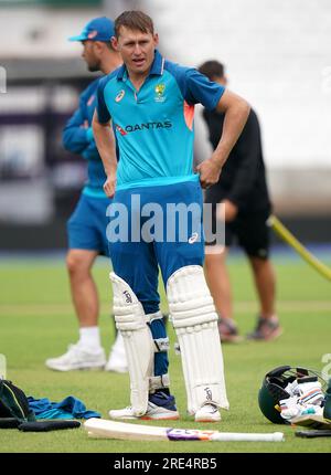 Australische Marnus Labuschagne während einer Nets-Sitzung vor dem fünften LV= Insurance Ashes Series-Testspiel im Kia Oval, London. Bilddatum: Dienstag, 25. Juli 2023. Stockfoto