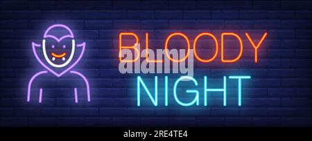 Blutiger Night Neon Text mit Dracula Stock Vektor