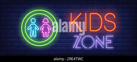 Kinderzone Neonschild Stock Vektor
