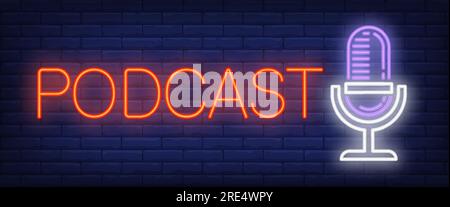 Podcast Neonschild Stock Vektor