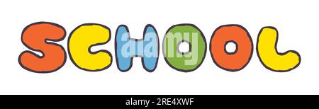 Doodle School-Banner. Handgezeichnete Buchstaben Stock Vektor
