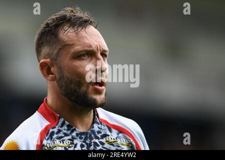 Warrington, England - 22. Juli 2023 - Gareth O'Brien von Leigh Leopards. Halbfinale des Challenge Cup, Leigh Leopards gegen St. Helens im Halliwell Jones Stadium, Warrington, Großbritannien Stockfoto