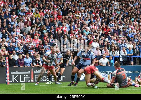 Warrington, England - 22. Juli 2023 - . Halbfinale Des Challenge Cup, St. Helens gegen York Valkyrie im Halliwell Jones Stadium, Warrington, Großbritannien Stockfoto