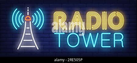 Funkturm Neonschild Stock Vektor