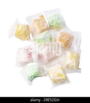 Ein Haufen türkischer süßer rahat lokum-Würfel Stockfoto