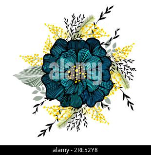 Große, wunderschöne grafische Blumenabstraktion. Vektordarstellung Stock Vektor