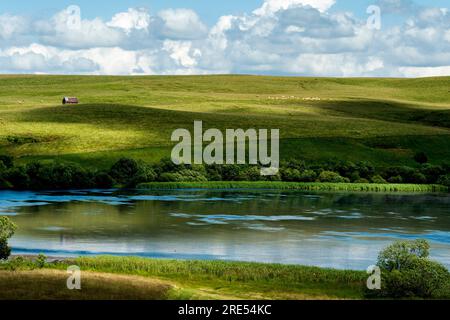 See von La Godivelle (lac d'en Bas), Hochebene von Cezallier, regionaler Naturpark Volcans d'Auvergne, Puy de Dome, Auvergne, Frankreich Stockfoto