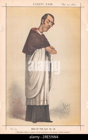 Vanity Fair - Klerus. Er macht Religion zu einer Tragödie und die Bewegung seiner Muskeln zu einer feierlichen Zeremonie. Mackonchie. 31. Dezember 1870 1870 von Carlo Pellegrini Stockfoto