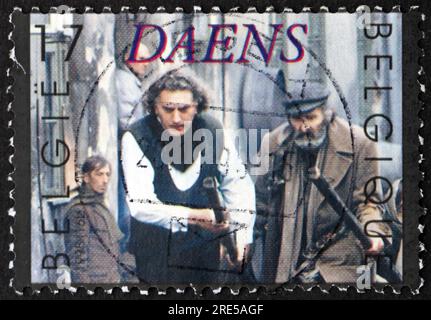 BELGIEN - CA. 1998: Eine in Belgien gedruckte Briefmarke zeigt Szene aus Daens, zeitgenössischen belgischen Film, Filmfestival des zeitgenössischen belgischen Films, circa Stockfoto