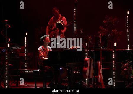 Rom, Italien. 24. Juli 2023. Jacob Collier tritt während des Live-Konzerts am 24. Juli 2023 im Auditorium Parco della Musica in Rom, Italien auf. Kredit: Independent Photo Agency/Alamy Live News Stockfoto