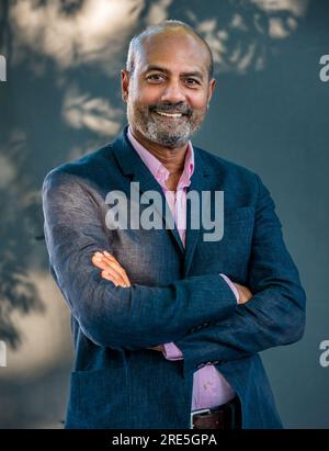 George Alagiah, Newsreader, Journalist BBC TV TV News Presenter, Edinburgh International Book Festival, Schottland, Großbritannien: Stockfoto