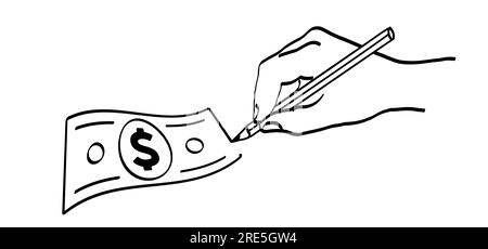 Cartoon Bundle usa Papiergeld Symbol oder Logo. Vektordollar, Geldscheine oder Geldscheine. Bargeld- und Währungsrechnungen. Banknoten, Bankfinanzinvestitionen Stockfoto