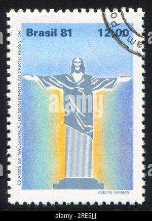 BRASILIEN - CIRCA 1981: Briefmarke gedruckt von Brasilien, zeigt brasilianischen Christus, circa 1981 Stockfoto