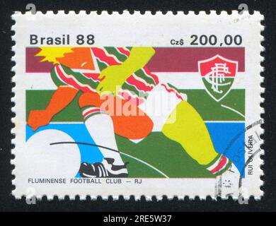 BRASILIEN - CIRCA 1988: Stempel gedruckt von Brasilien, Fußball, circa 1988 Stockfoto