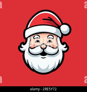 Vektor Hübsch Lustig Lächelnd Weihnachtsmann Kopf Symbol. Design-Vorlage für Weihnachten Frohe Weihnachten und Happy New Year Grußkarten, Aufkleber, Banner Stock Vektor