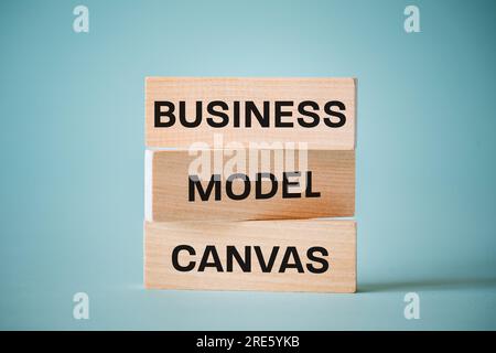 Geschäftsmodell Leinwand, Konzept, Holzblöcke mit Slogan Geschäftsmodell Leinwand Stockfoto