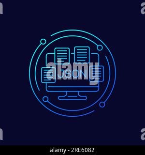 JSON-Dateien, Dokumentsymbol, lineares Design Stock Vektor
