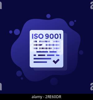 ISO 9001-Standardsymbol, Vektordesign Stock Vektor