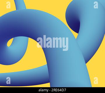 Futuristischer Hintergrund mit dynamischen 3D-Kurvenformen auf gelbem Hintergrund. Abstrakte Cover-Vorlagen mit blauen Verlaufslinien.Vektor Stock Vektor