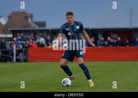 Louis Stephenson von Hartlepool United während des Vorsaison-Freundschaftsspiels zwischen Redcar Athletic und Hartlepool United in Green Lane, Redcar in England am Dienstag, den 25. Juli 2023. (Foto: Scott Llewellyn | MI News) Guthaben: MI News & Sport /Alamy Live News Stockfoto