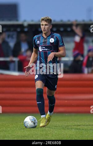 Louis Stephenson von Hartlepool United während des Vorsaison-Freundschaftsspiels zwischen Redcar Athletic und Hartlepool United in Green Lane, Redcar in England am Dienstag, den 25. Juli 2023. (Foto: Scott Llewellyn | MI News) Guthaben: MI News & Sport /Alamy Live News Stockfoto