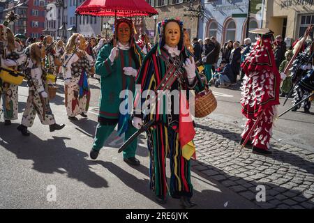 Schwäbisch-Alemannische Fastnacht-Rottweiler Narrensprung-Masken Stockfoto