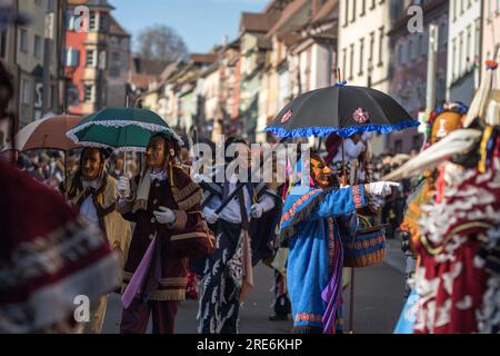 Schwäbisch-Alemannische Fastnacht-Rottweiler Narrensprung-Masken Stockfoto