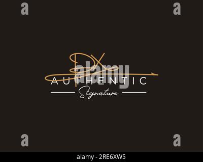 VEKTOR der VORLAGE FÜR DAS PX-Signature-Logo. Stock Vektor