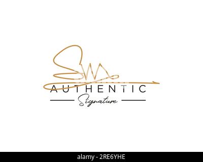 Vektor für SW-Signatur-Logo-Vorlage. Stock Vektor