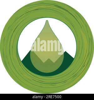 Grüne Öltröpfchen und Berge in einem grünen Ring Stock Vektor