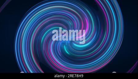 Abstrakte violette und blaue mehrfarbige leuchtende, helle, verdrehte, wirbelnde Linien abstrakter Hintergrund. Stockfoto