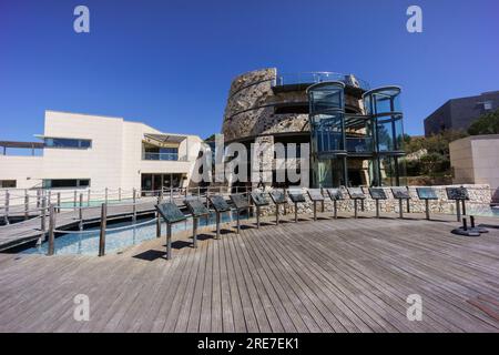 PARQUE NACIONAL Marítimo TERRESTRE DEL ARCHIPIÉLAGO DE CABRERA, CENTRO DE INTERPRETACION, colonya de Sant Jordi, Ses SalinesMallorca, Islas Baleares, Sp Stockfoto