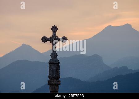 cruz de termino del Portal de Mallorca, Alcudia, balearen, Spanien Stockfoto