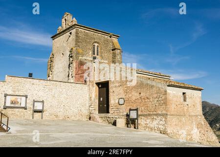 Primitiva Iglesia Parroquial de Nuestra Señora de la Encarnación, sigloXVII, Castillo de Huelva, siglo X, Cerro de Las Torres. Monumento Nacional, Á Stockfoto