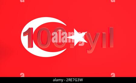 Türkische Flagge zum 100. Jahrestag des türkischen Nationalfeiertags Stockfoto