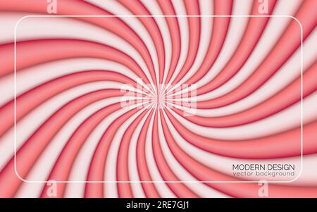 Köstliche Vektorbonbons, 3D°-Hintergrund mit wirbelnden Streifen für Banner, Website, Postkarte Stock Vektor