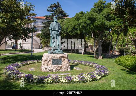 Statue des Heiligen Martin (legendärer Gründer von San Marino), Kaldanac (Altstadt), Rab Town, Rab Island, Kvarner, Kroatien Stockfoto