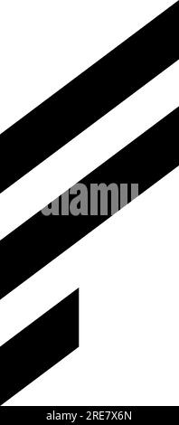 Schwarzes F-Symbol mit diagonalen Streifen auf weißem Hintergrund Stock Vektor