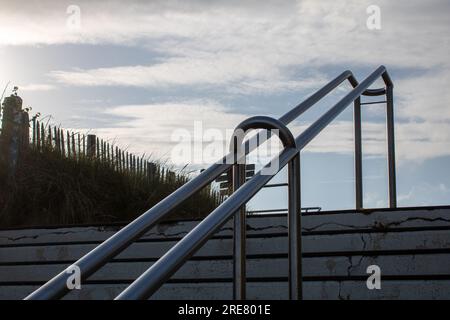 Treppen am Strand, sangatte, Pas de calais Stockfoto